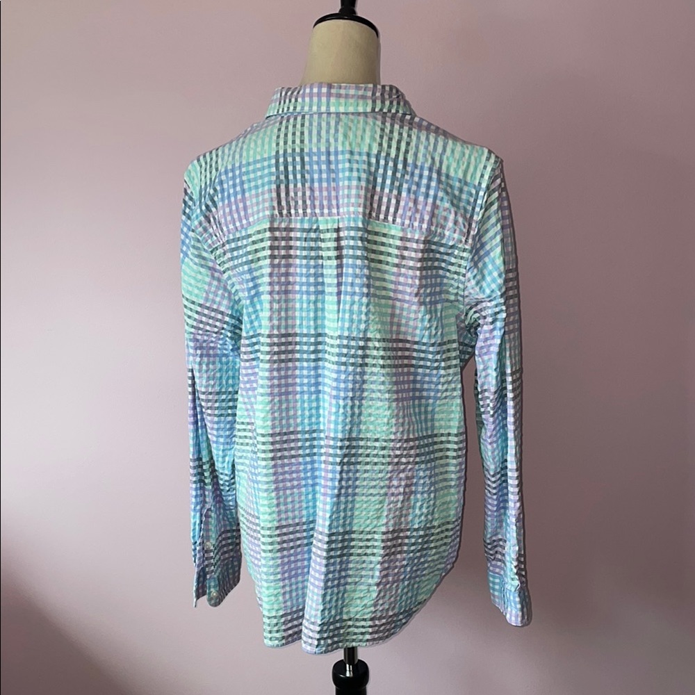 L.L. Bean Blue and Green Plaid Button Down Shirt - Picture 2 of 3